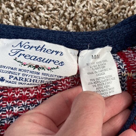 Vintage Northern Treasure Parkhurst Cardigan Mountain Holiday Winter Sweater M - Picture 8 of 12